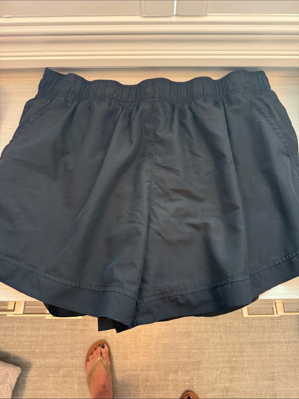 Athletic Works Black Elastic-Waist Athletic Shorts